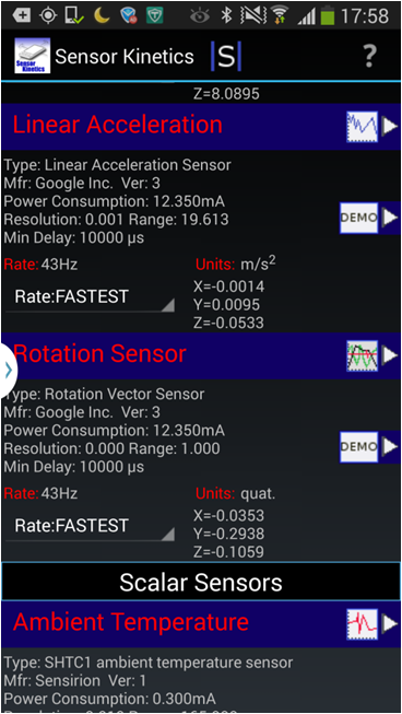 SAMSUNG GALAXY NOTEIII 传感器测试