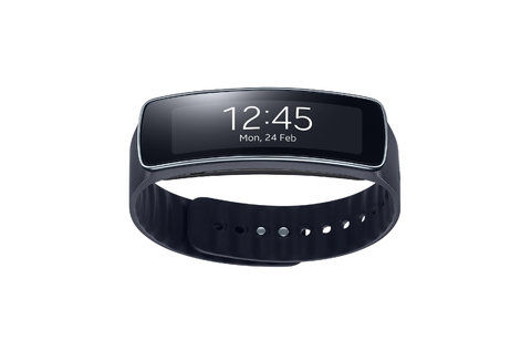 (上图为三星的新款智能手表gear fit,它配备1.84英寸弧形触屏高清图片