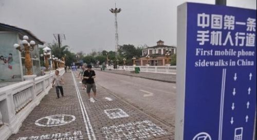 手机人行道,低头族怎么看?