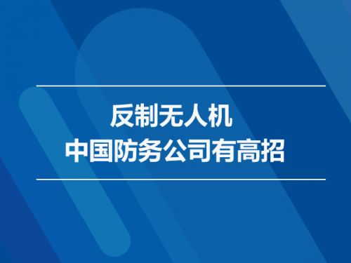 反制无人机 中国防务公司有高招0