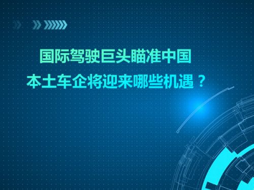 国际驾驶巨头瞄准中国 本土车企将迎来哪些机遇？0