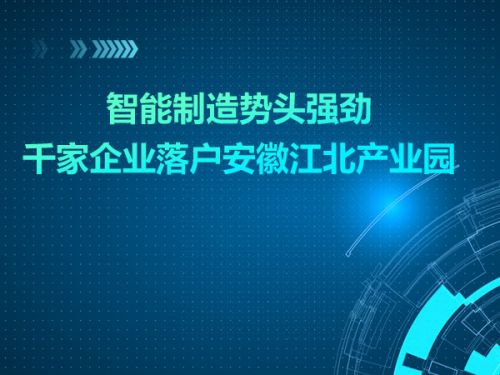 智能制造势头强劲 千家企业落户安徽江北产业园 0